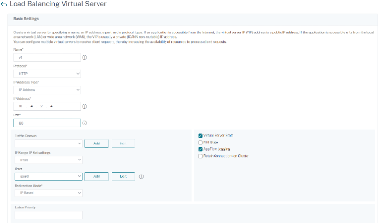 Create a load balancing virtual server