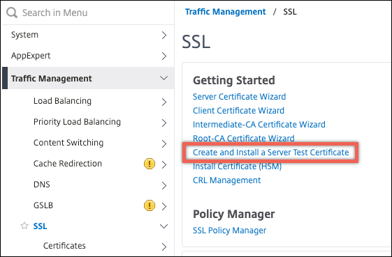 Create and install a server test certificate