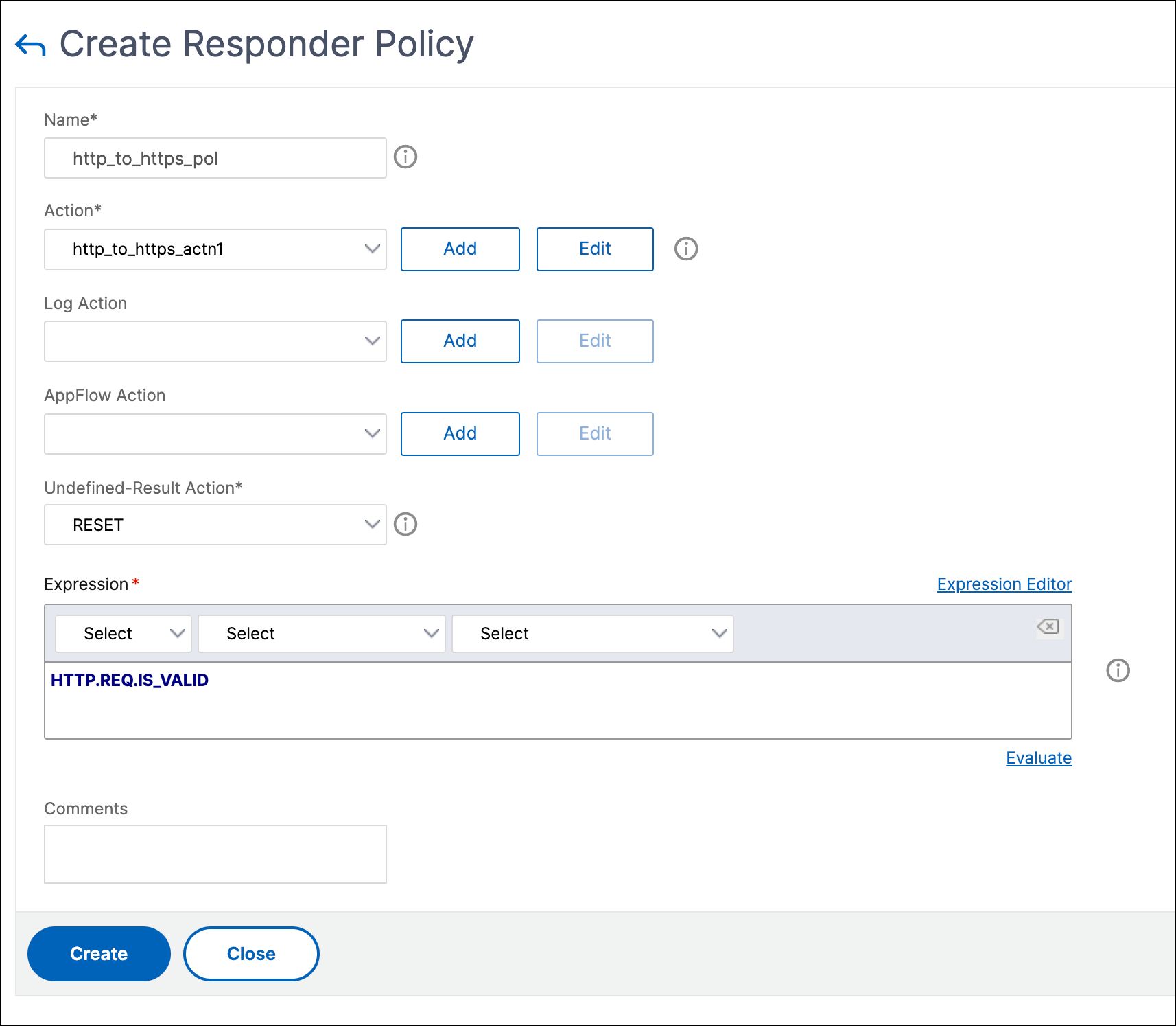 Create Responder policy