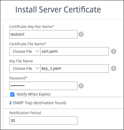 Installation du certificat de serveur