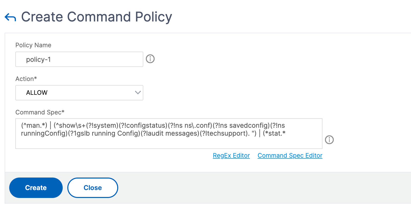 Configure command policies for system user authentication