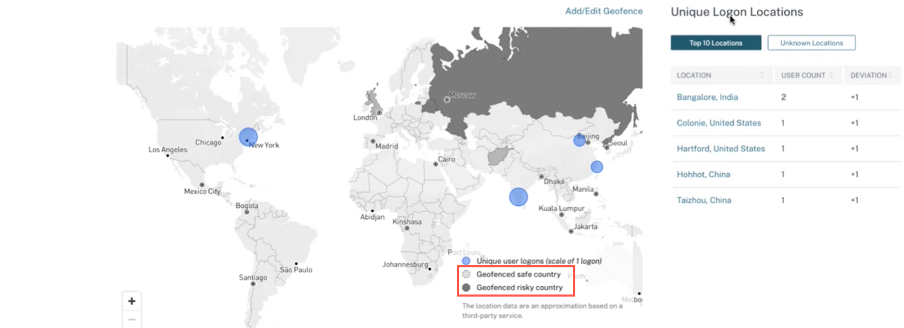 Geofence countries