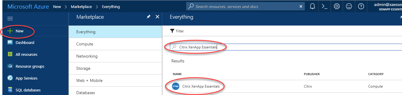 Find and select Citrix Virtual Apps Essentials