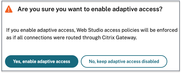 Mensaje de activación del acceso adaptable