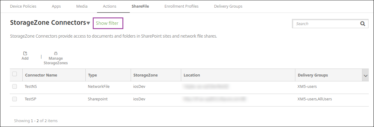 Configuración de ShareFile