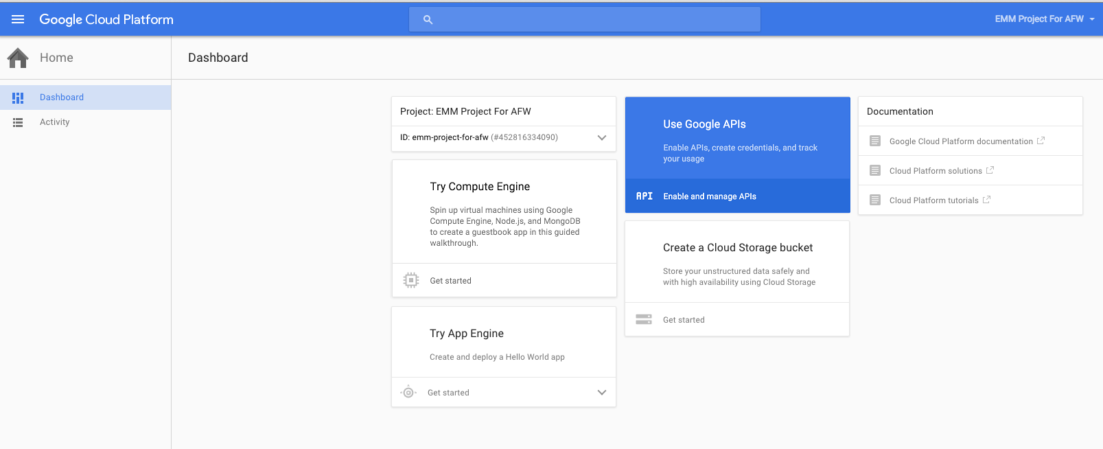 The Use Google APIs option