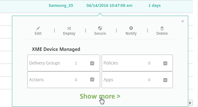 Manage Devices screen