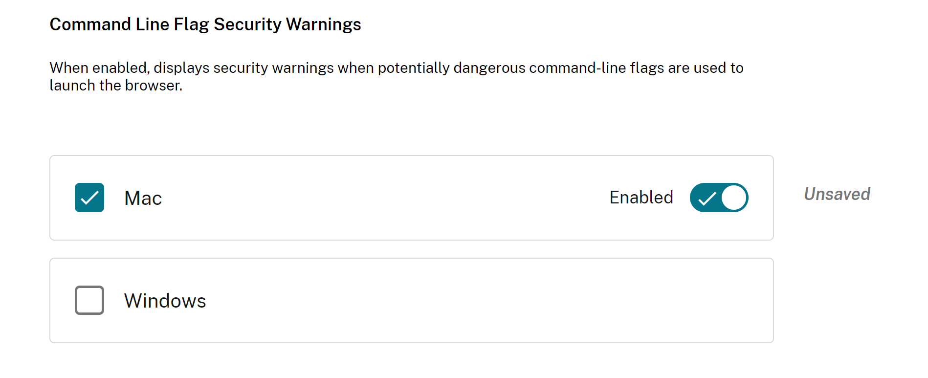 command line flag security warnings