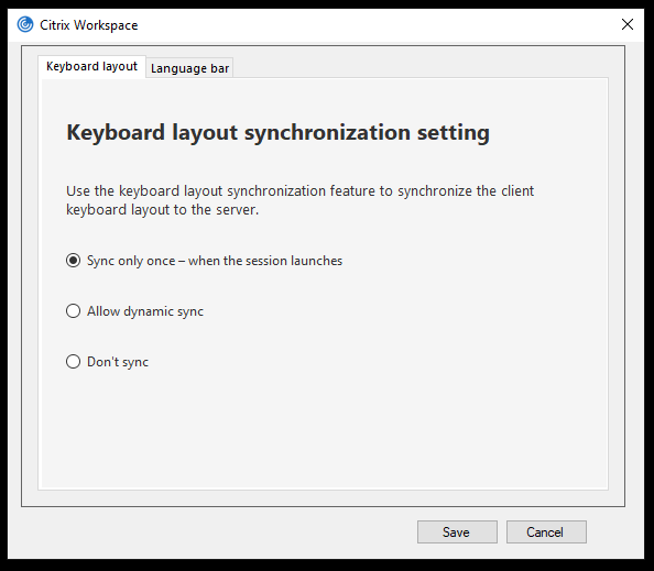 Keyboard and Language bar