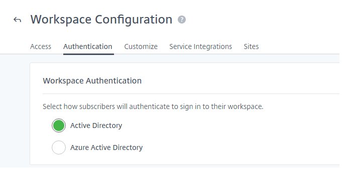 Workspace authentication settings