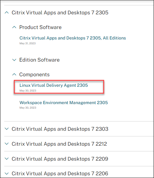 Composants pour Citrix Virtual Apps and Desktops