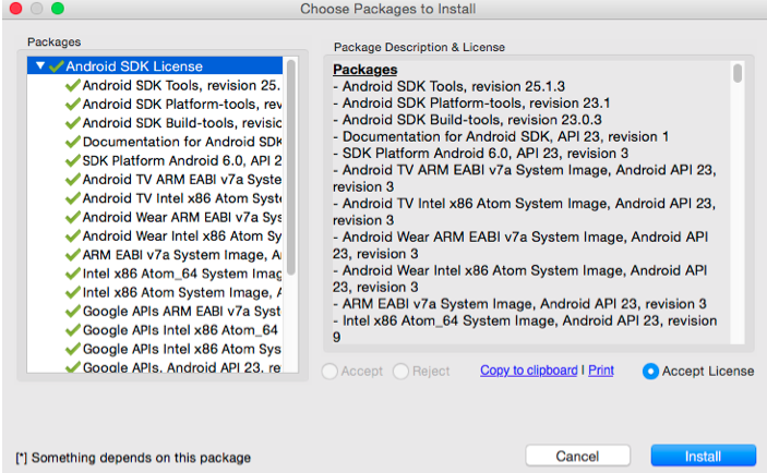 Image of the Choose Packages to Install screen