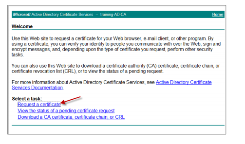 Image of the Request a certificate option
