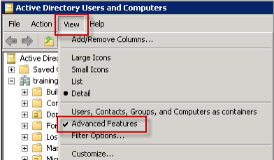 Image of the Advanced Features option