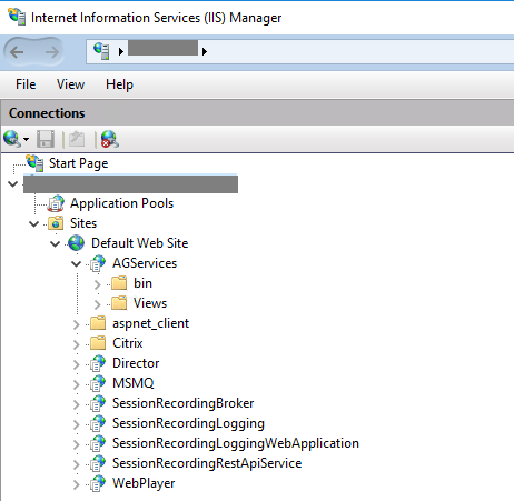 Image of applications hosted on IIS