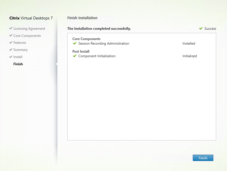 Image of completing policy console installation