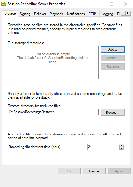 Specify folders for storing recordings