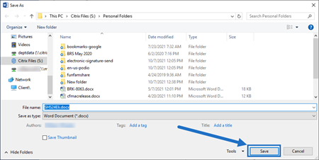 Enregistrer un fichier dans ShareFile pour Windows