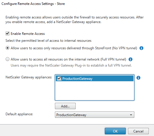 Screenshot of Configure Remote Access Settings screen