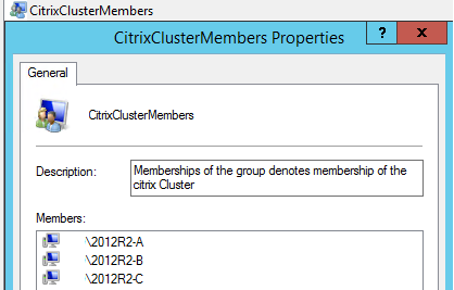 Capture d'écran de CitrixClusterMembersProperties sur le groupe 2