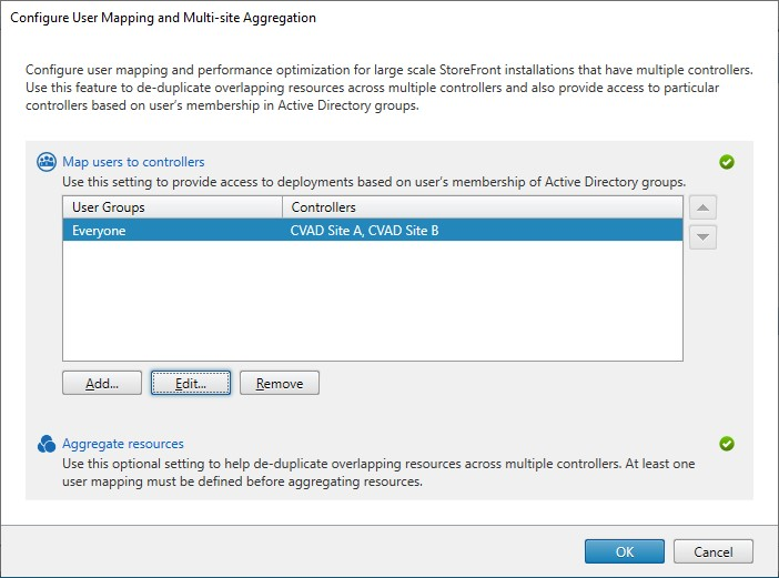 Captura de pantalla de la ficha Grupos de usuarios de la pantalla Crear asignación de usuarios con usuario y Controllers configurados