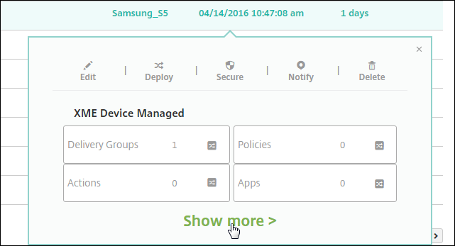 Image of Manage Devices screen