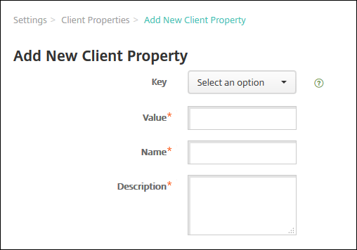 Image of Client Properties screen
