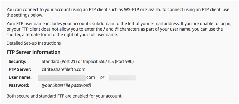 Configuración del FTP de Citrix Files