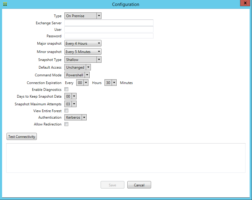 Image de l’écran de configuration avec l’option Nbre max de tentatives d’instantanés