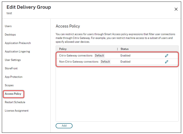 Edit delivery group