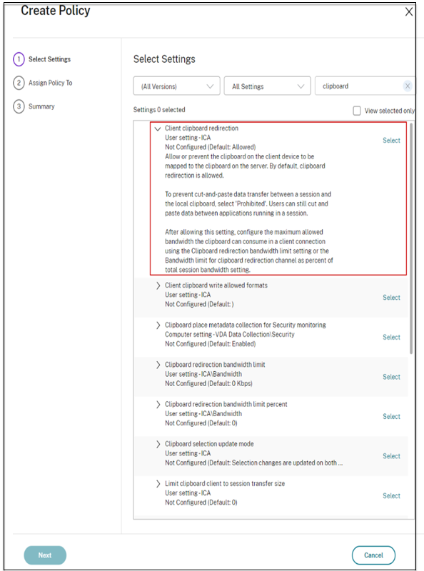 Access settings