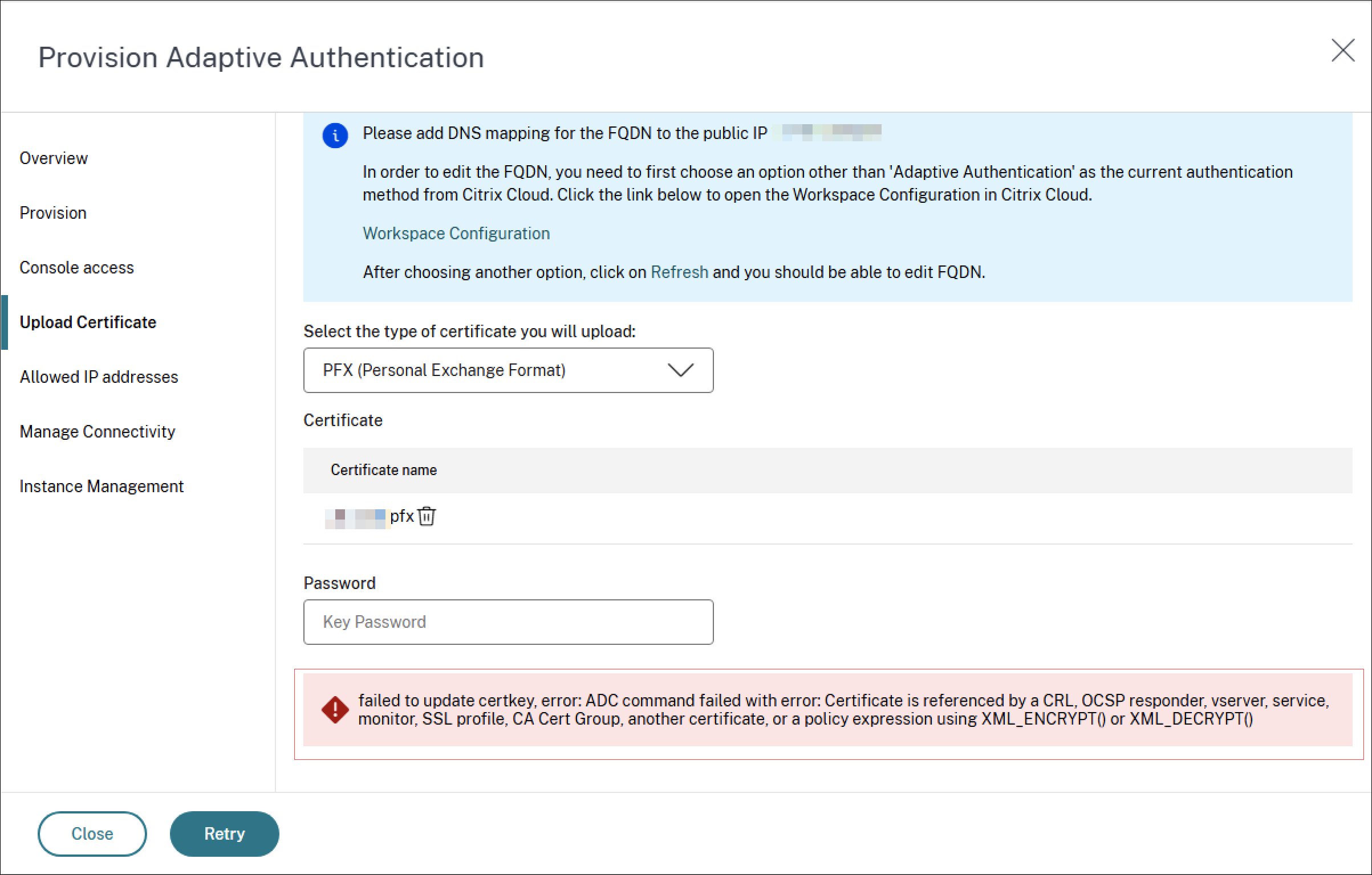 Cert key error