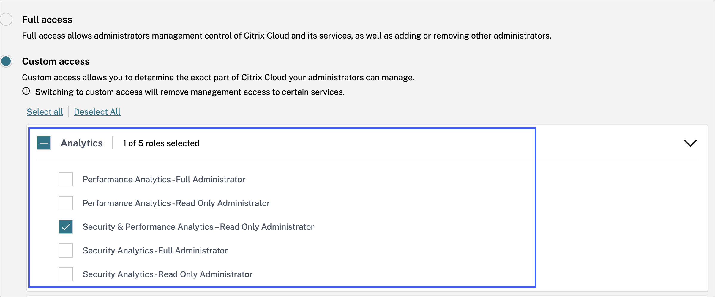 Analytics admin roles