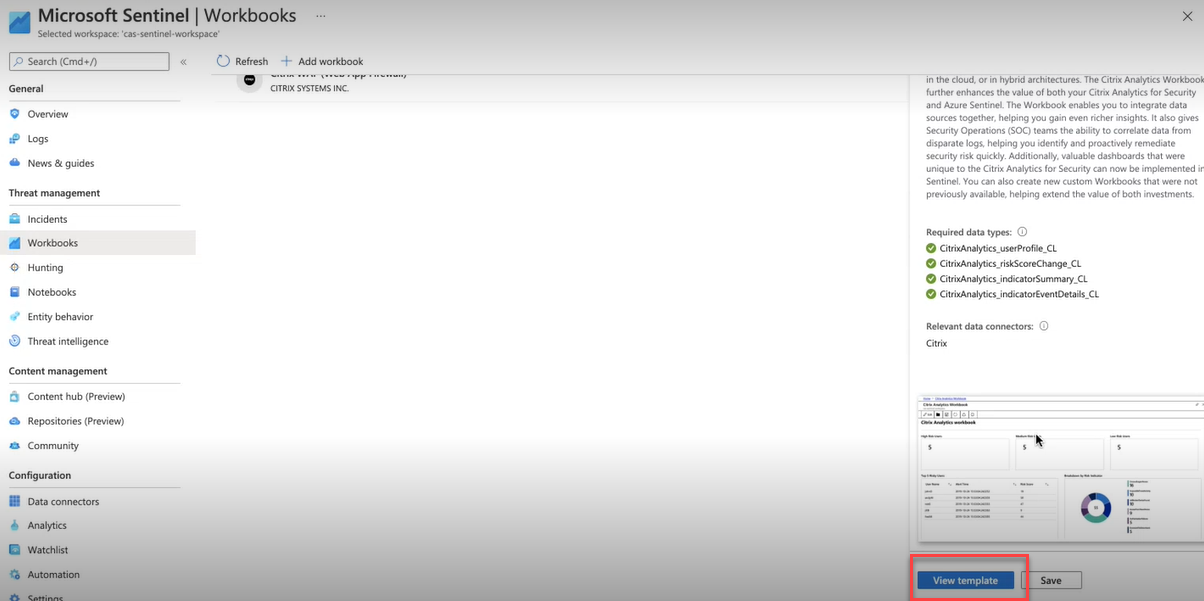 View Citrix Analytics workbook