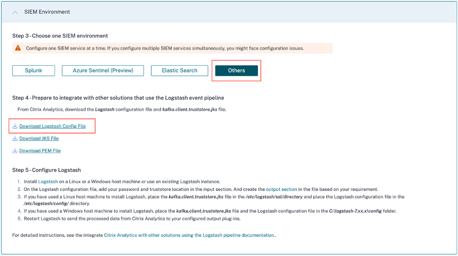 Download Logstash configuration file