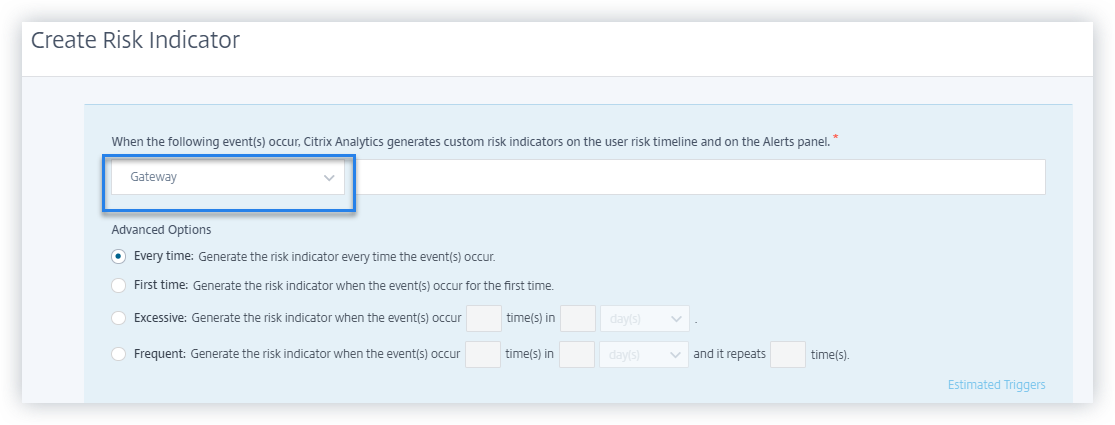 Gateway custom indicator