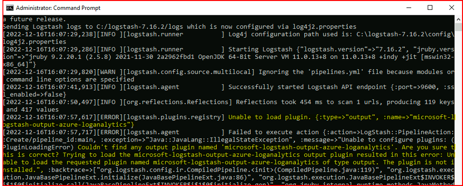 Logstash server error