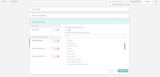 On data events for export stage