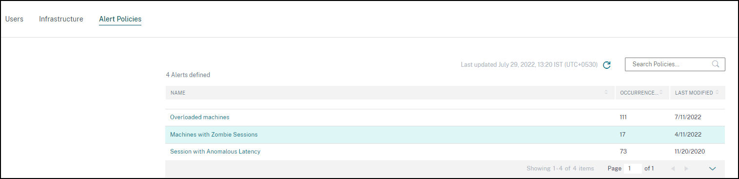 Alert policies