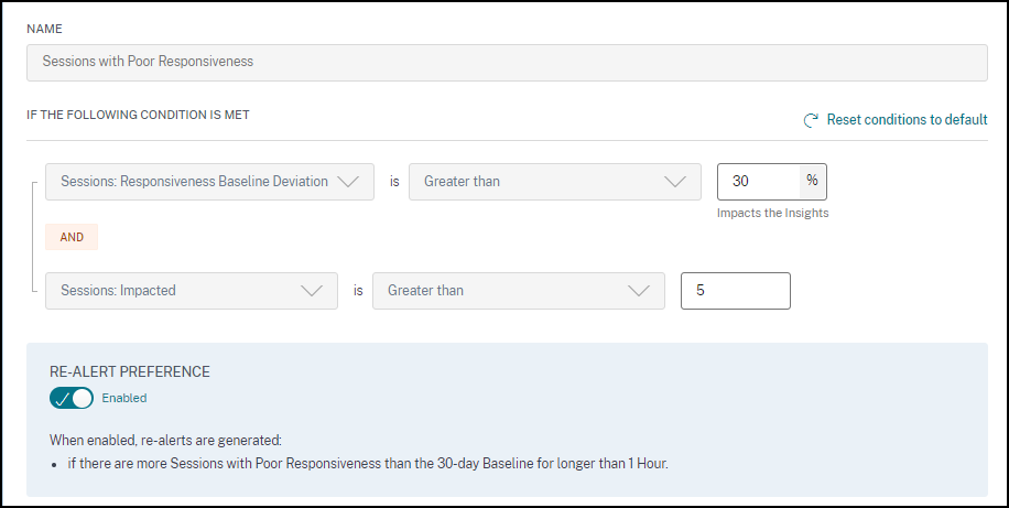 Alert Edit for Sessions with Poor Responsiveness