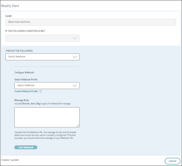 Modify Alert policy