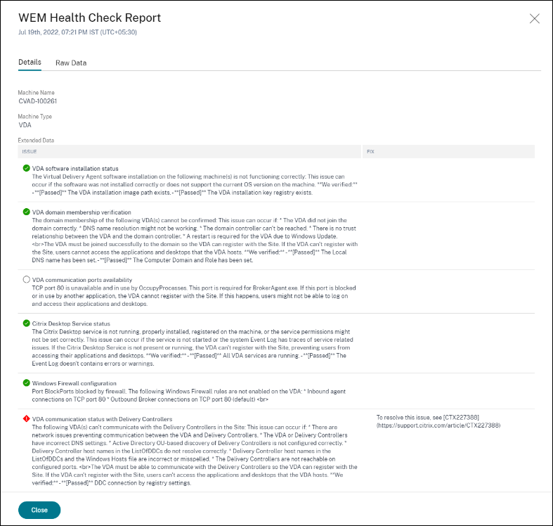 WEM Health Check