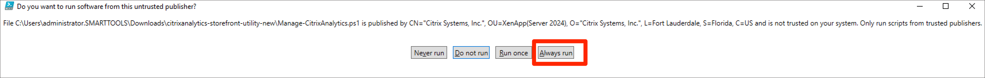 PowerShell scripts always run