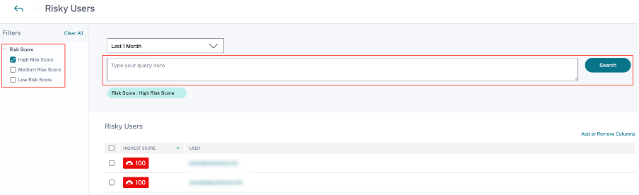 Risky users facet