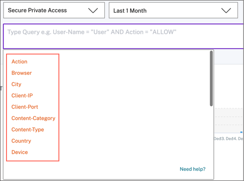 Access dimension list