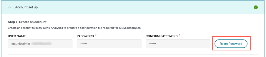 SIEM reset password