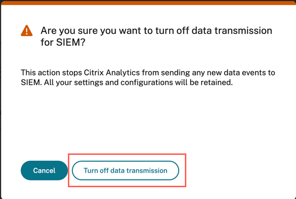 SIEM transmissions turn off warning