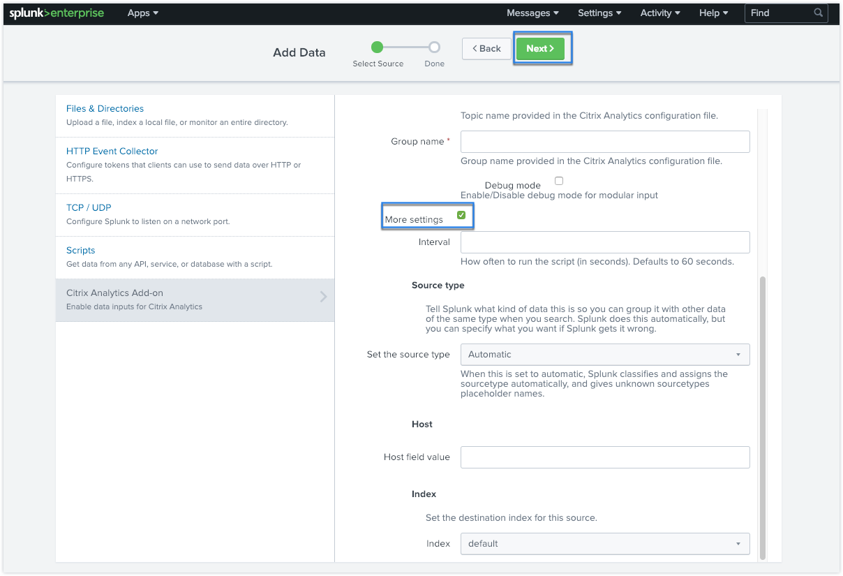 Splunk configuration