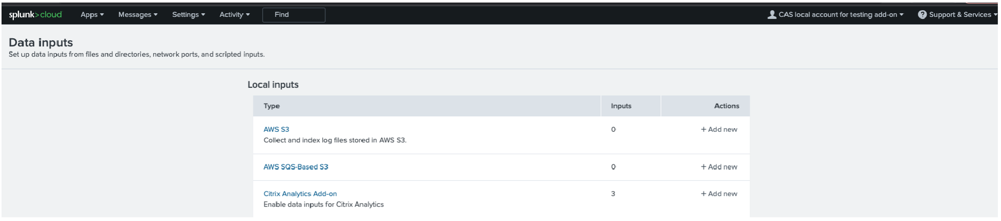 Splunk integration input