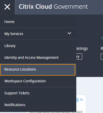 Resource Locations menu